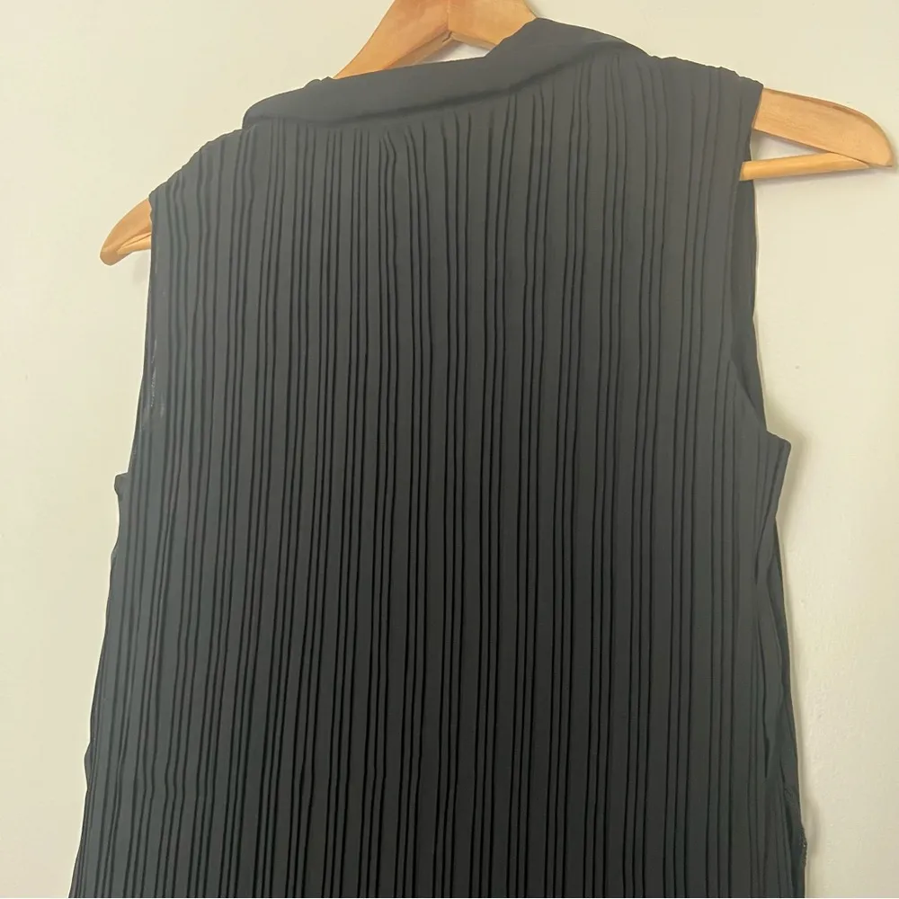 NWT  pleated sleeveless shirt dress collared button down black size small - Image 5