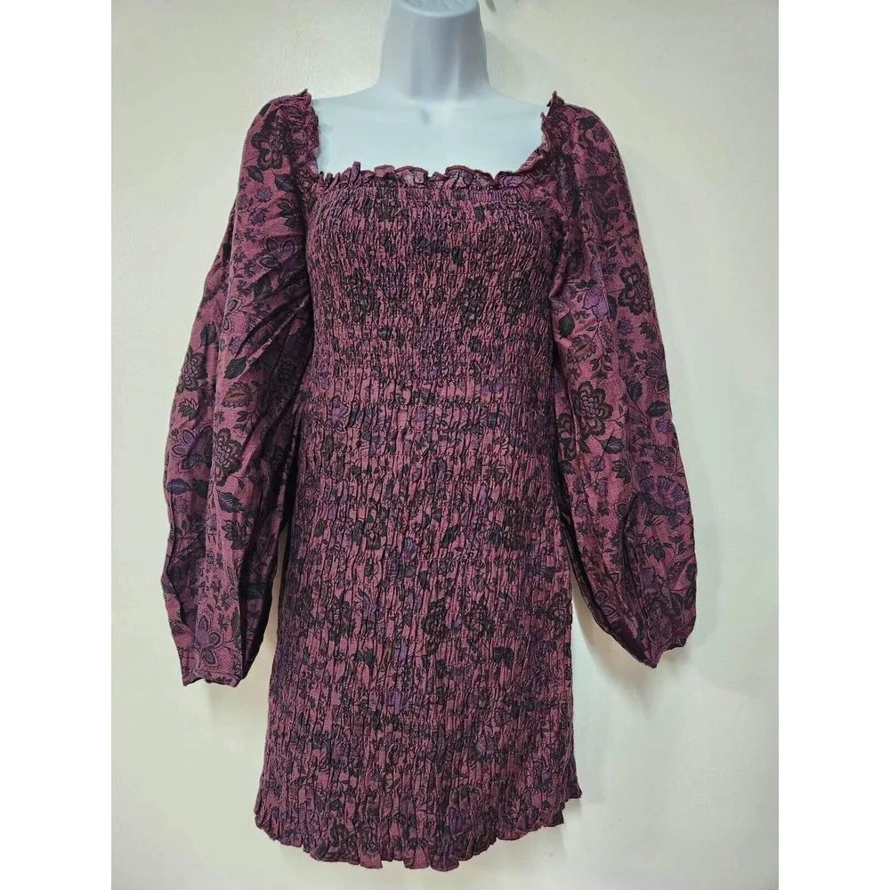 Free People Smock It To Me shirred Mini Dress Size XS. B-5 - Image 5