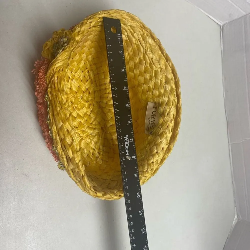 FORM’E‎ MILLINERY Women’s Vintage Style Hat Yellow Orange Orange - Image 5