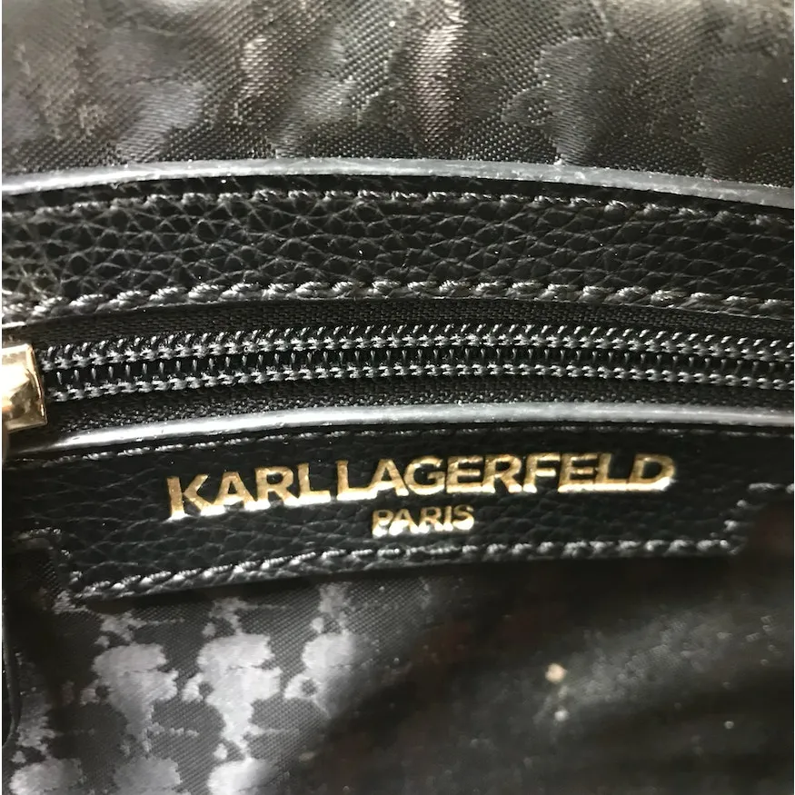 KARL LAGERFELD Paris Ophelia Leather Crossbody Bag Black Small Party Travel City - Image 5