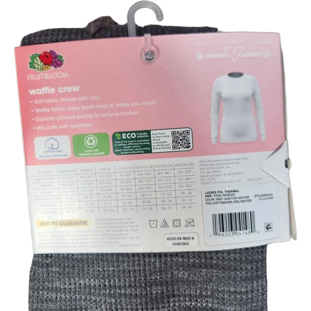 Fruit of the Loom EverSoft Women's Waffle Crew Shirt Size XXXL (22) Gray NWT - Image 4