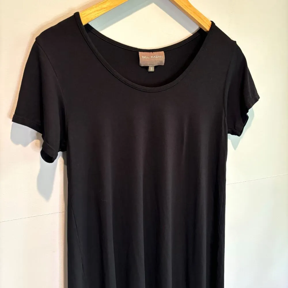 Anthro Bel Kazan Black Asymmetrical Short Sleeve T-shirt Dress - size Small - Image 2