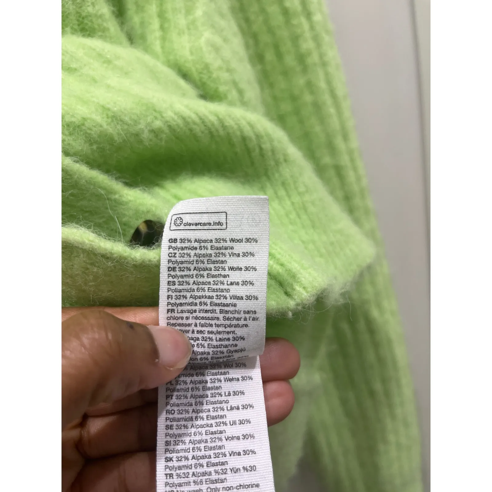 & Other Stories Lime Green Wool Blend Cropped Cardigan Sz S - Image 7