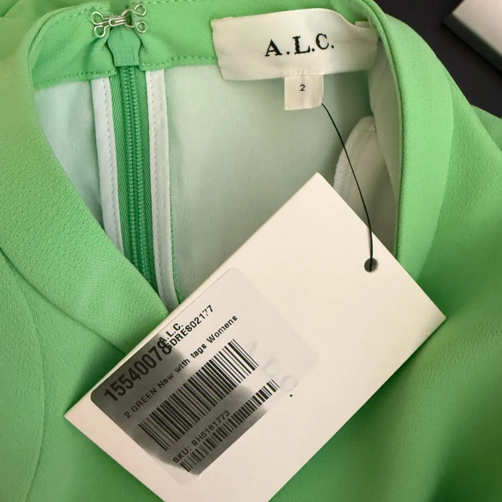A.L.C. Cady Jane Long Sleeve Asymmetrical Mini Dress Womens 2 Green Cocktail NWT - Image 14