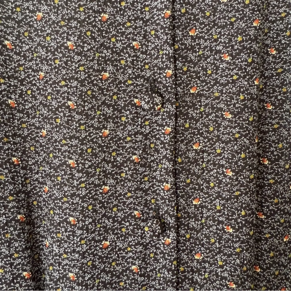 Vintage Floral Blouse Cottage Soft Modest Feminine Retro Layering Dark Academia Gray Size 10 - Image 6