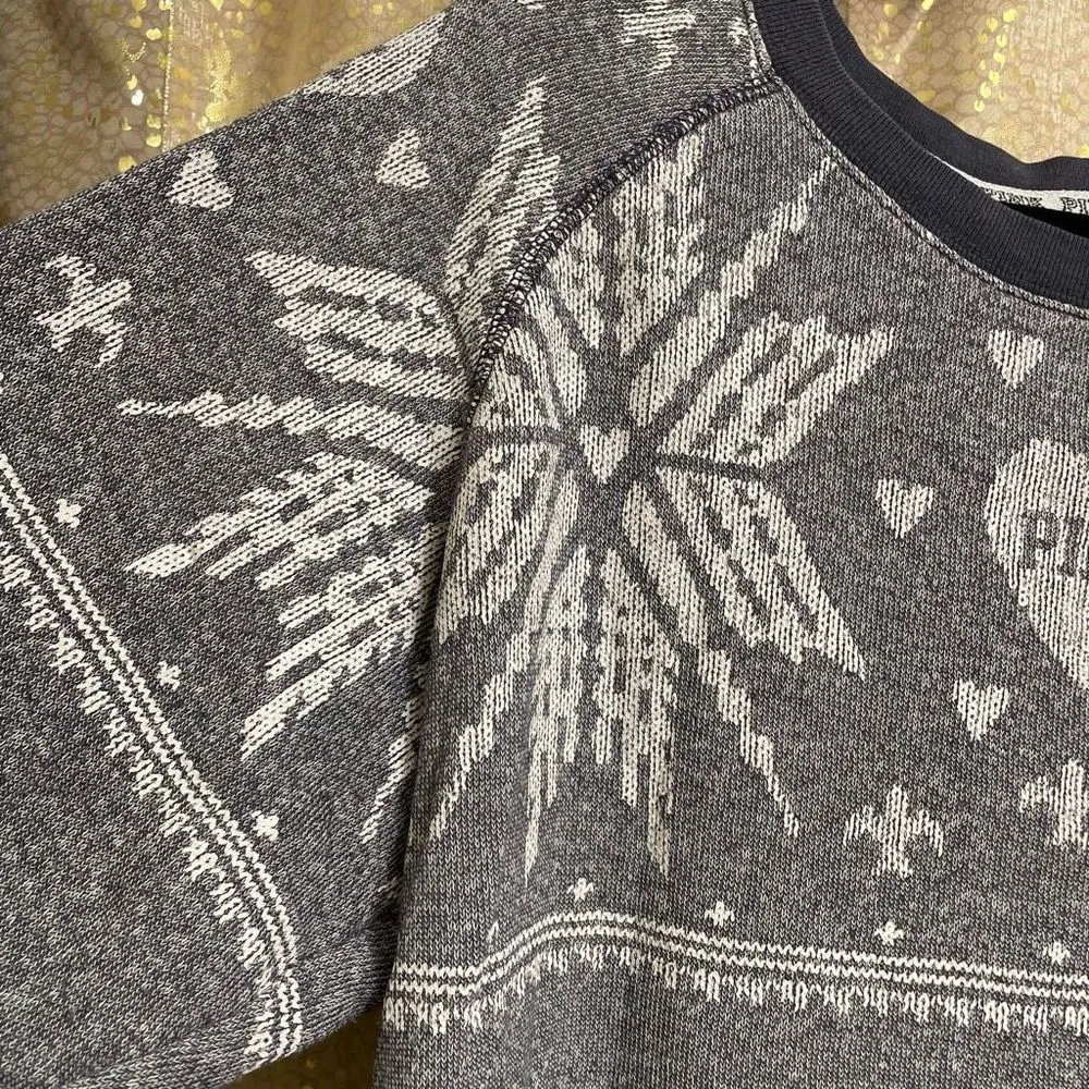 PINK Victorias Secret Gray White Snowflake Holiday Sweater, Oversized Small - Image 3