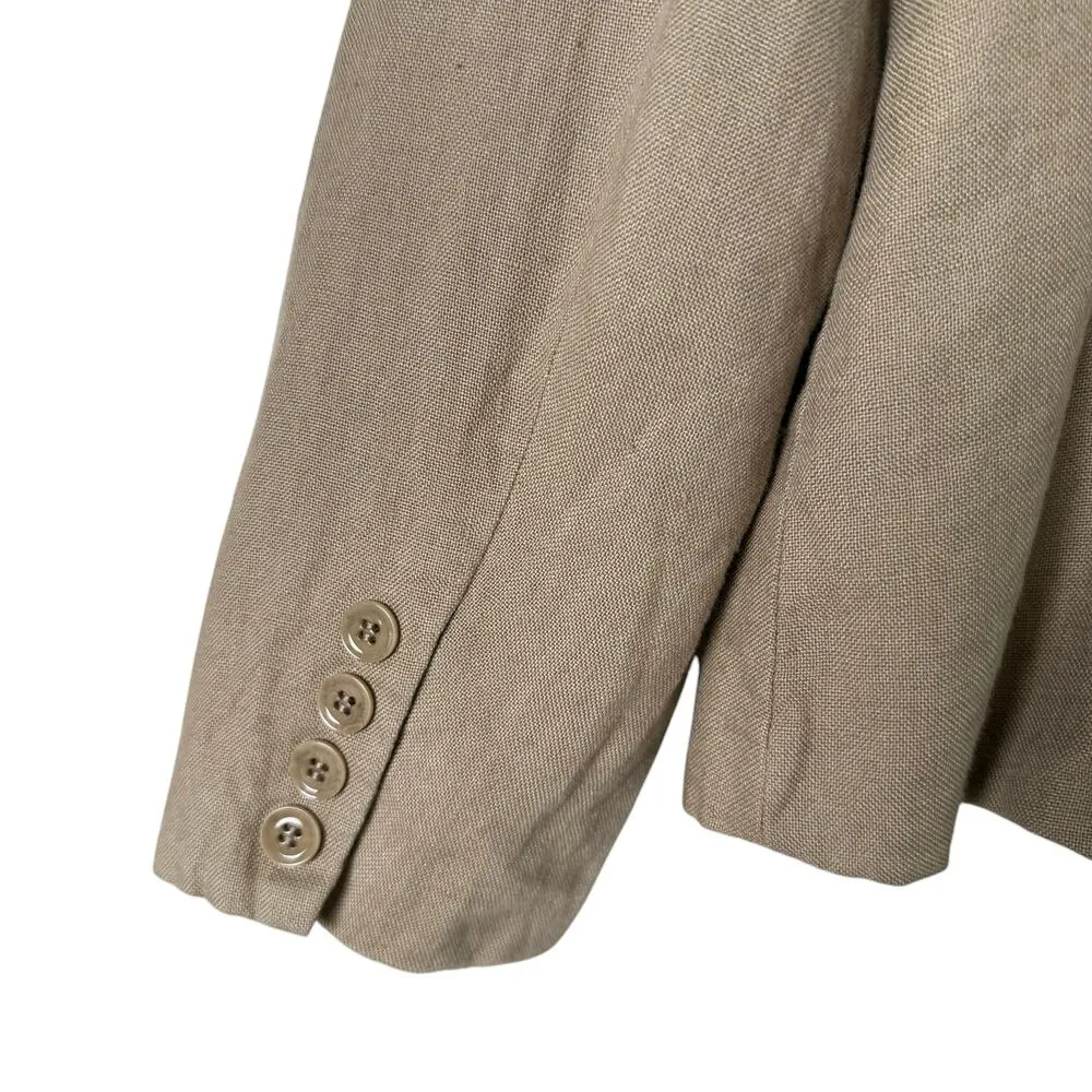 Talbots 100% Irish Linen Blazer Tan Beige Three-Button Fully Lined, Size‎ 12P - Image 8