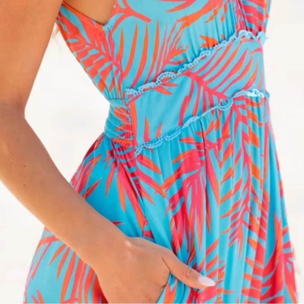 CUPSHE Tropical Sleeveless V- Neck Maxi Dress Size Xl - Image 6