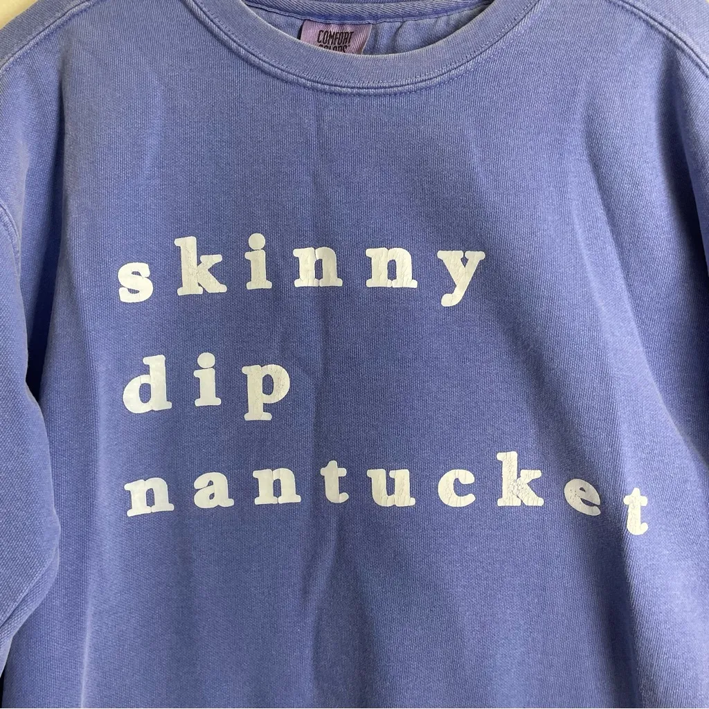 Skinny Dip Nantucket Crew Sweatshirt Blue Medium Comfort Colors Pullover *flawed - Image 3