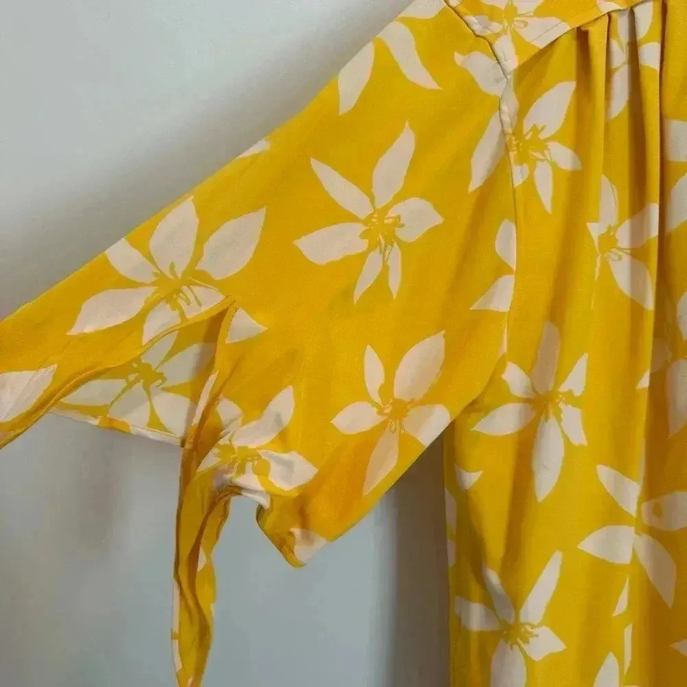 Vintage‎ Ungaro Parallele Paris silk Dress Yellow Size 12 - Image 7