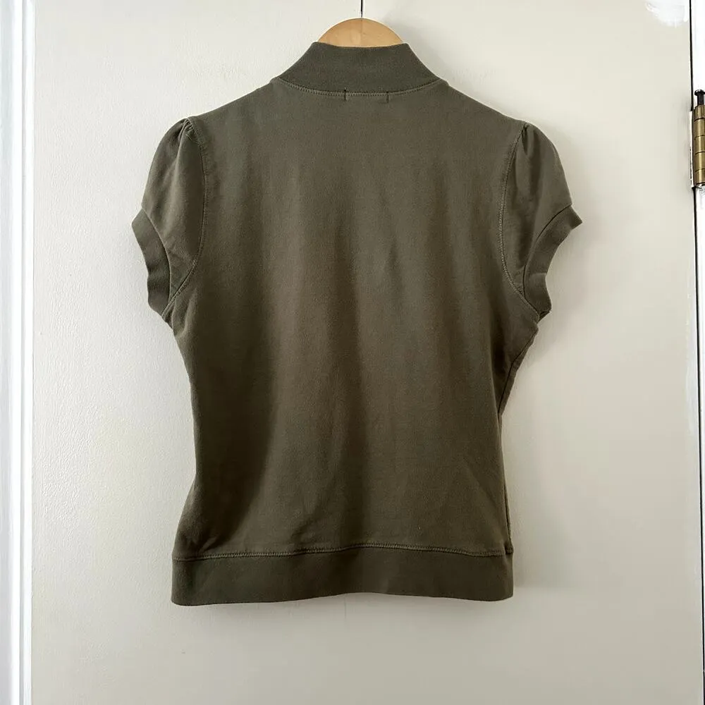 Suzy Sport Y2K Floral Embroidered Top Sz S Green - Image 5