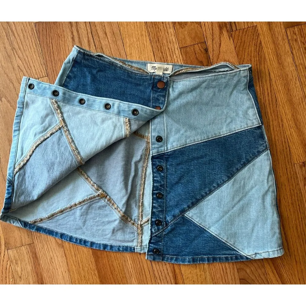 Madewell patchwork denim mini skirt, size 28 Festival Boho Hippie Streetwear Y2K - Image 2
