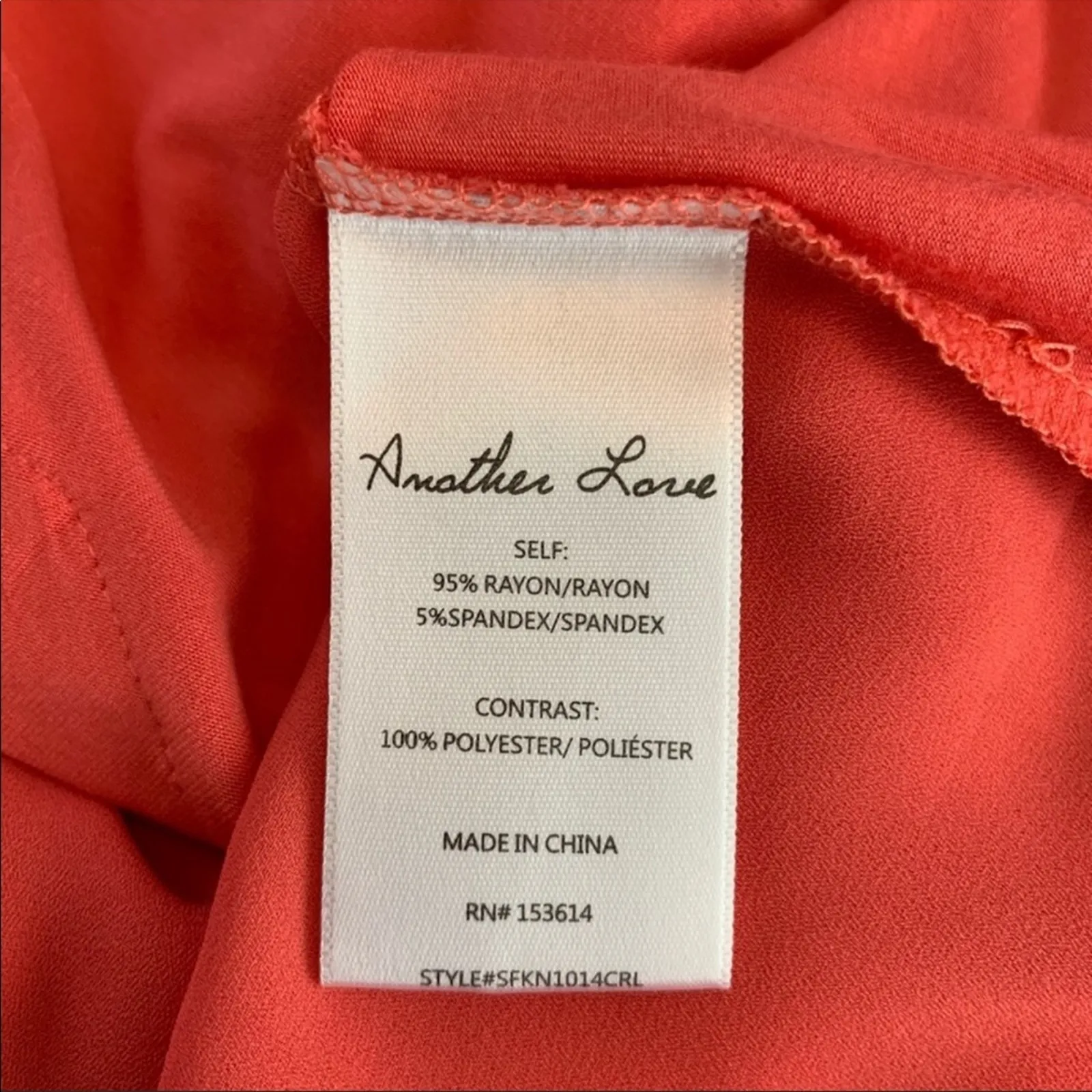 Another Love CORAL ORANGE V NECK OPEN BACK‎ SHORT SLEEVE TEE SMALL - Image 5