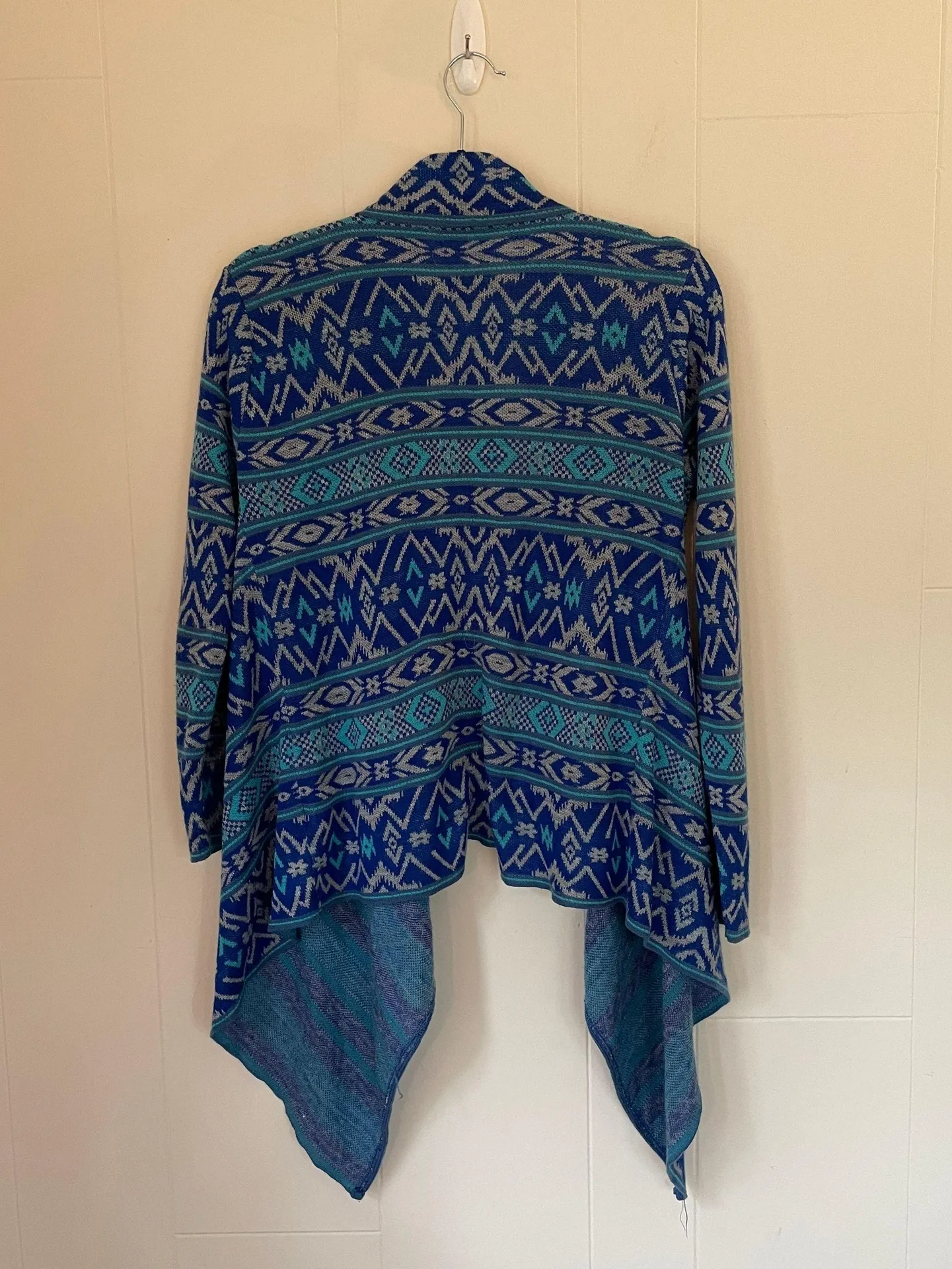 Say What? Say What aztec open front cardigan blue turquoise boho women’s size medium  - Image 2