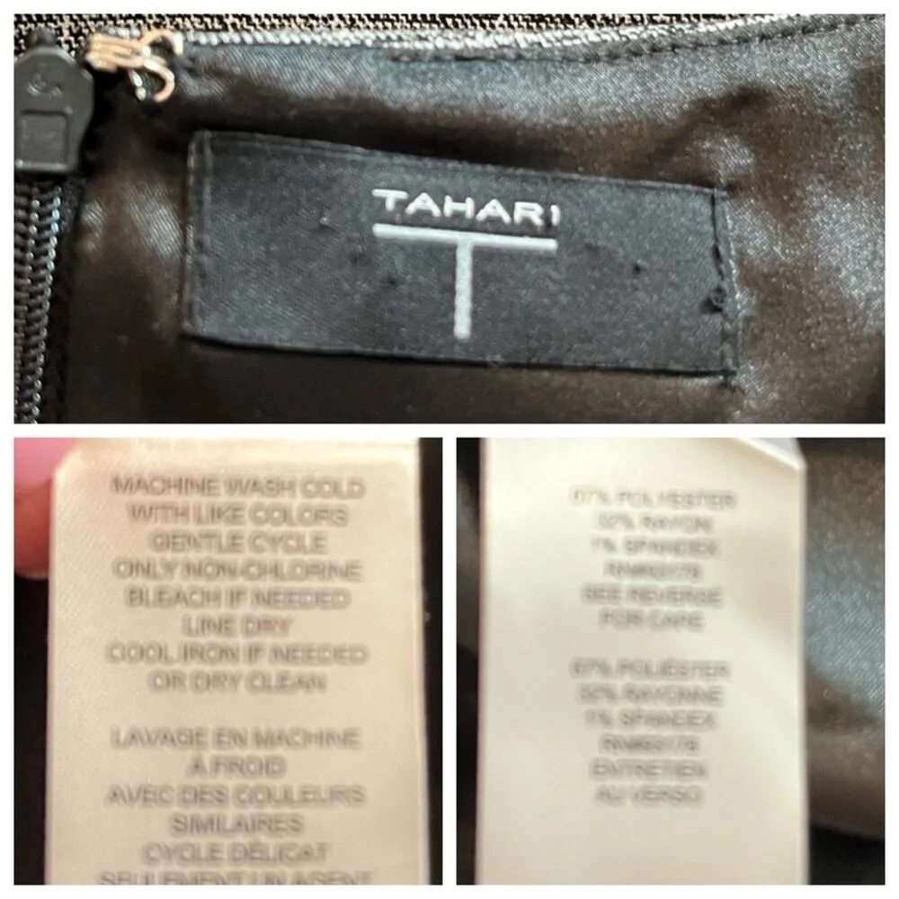 Tahari NEW Dress Sheath Ruffle Midi Hem Short Sleeve Gray Plaid Women’s Size 8 - Image 9