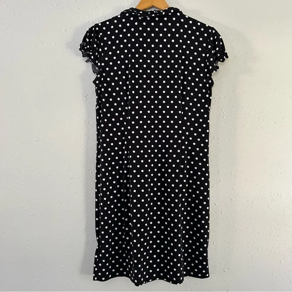 🦋 Just…Taylor Black White Polka Dot Short Sleeve Mini Dress Size 8 Ruffle - Image 4