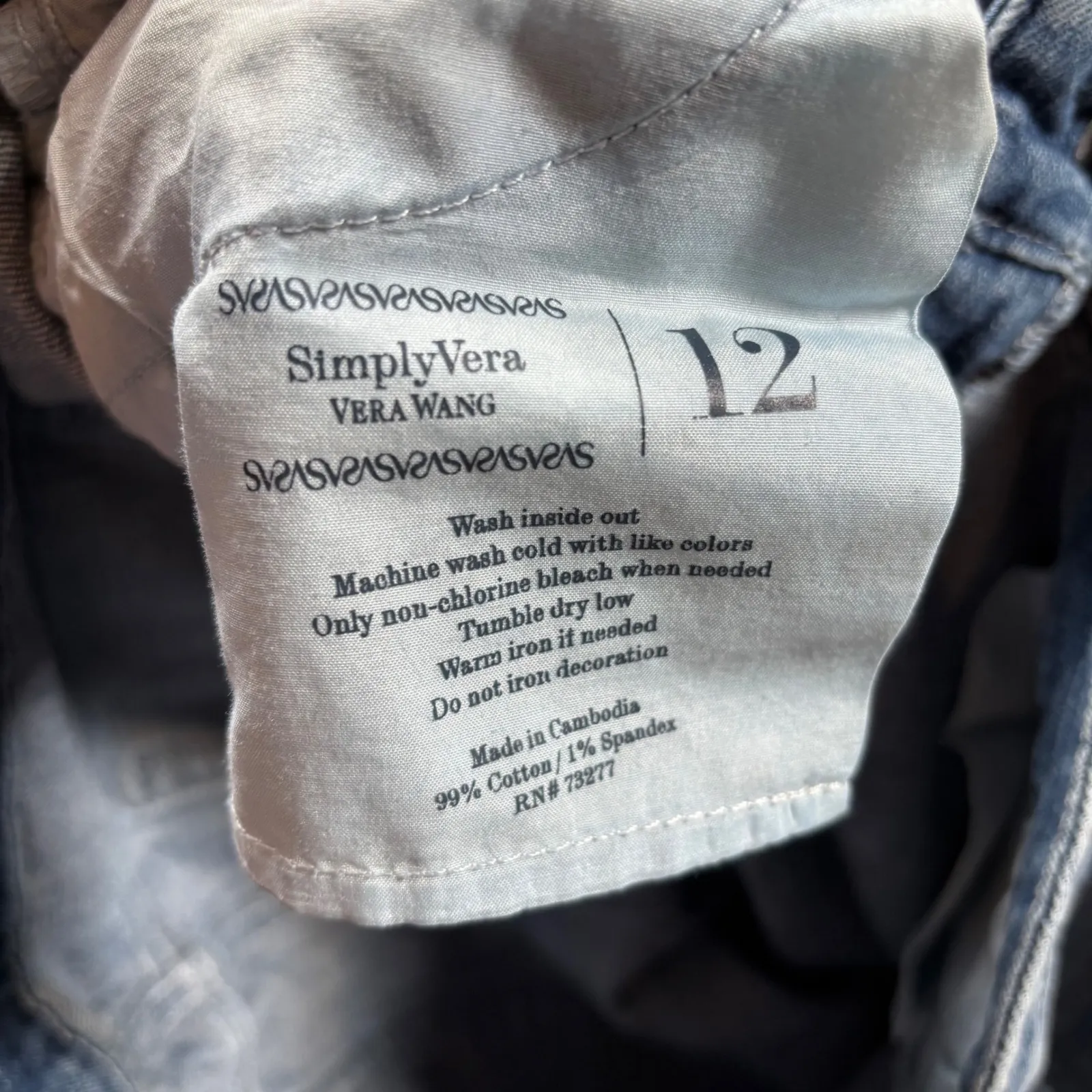 Simply Vera Vera Wang Womens Size 12 Blue Wash Straight Leg Cropped Jeans - Image 6