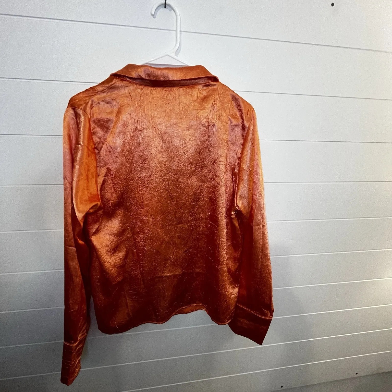 Le Lis Women's 100% Button down Blouse Size Large Colorful Silk Like Lightweight - Image 13