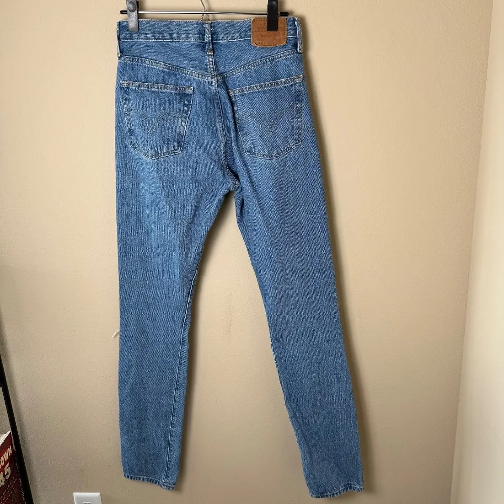 Levis 501 Skinny Womens Jeans 27x32 Destructed Medium Wash Denim Boho Hippie - Image 2