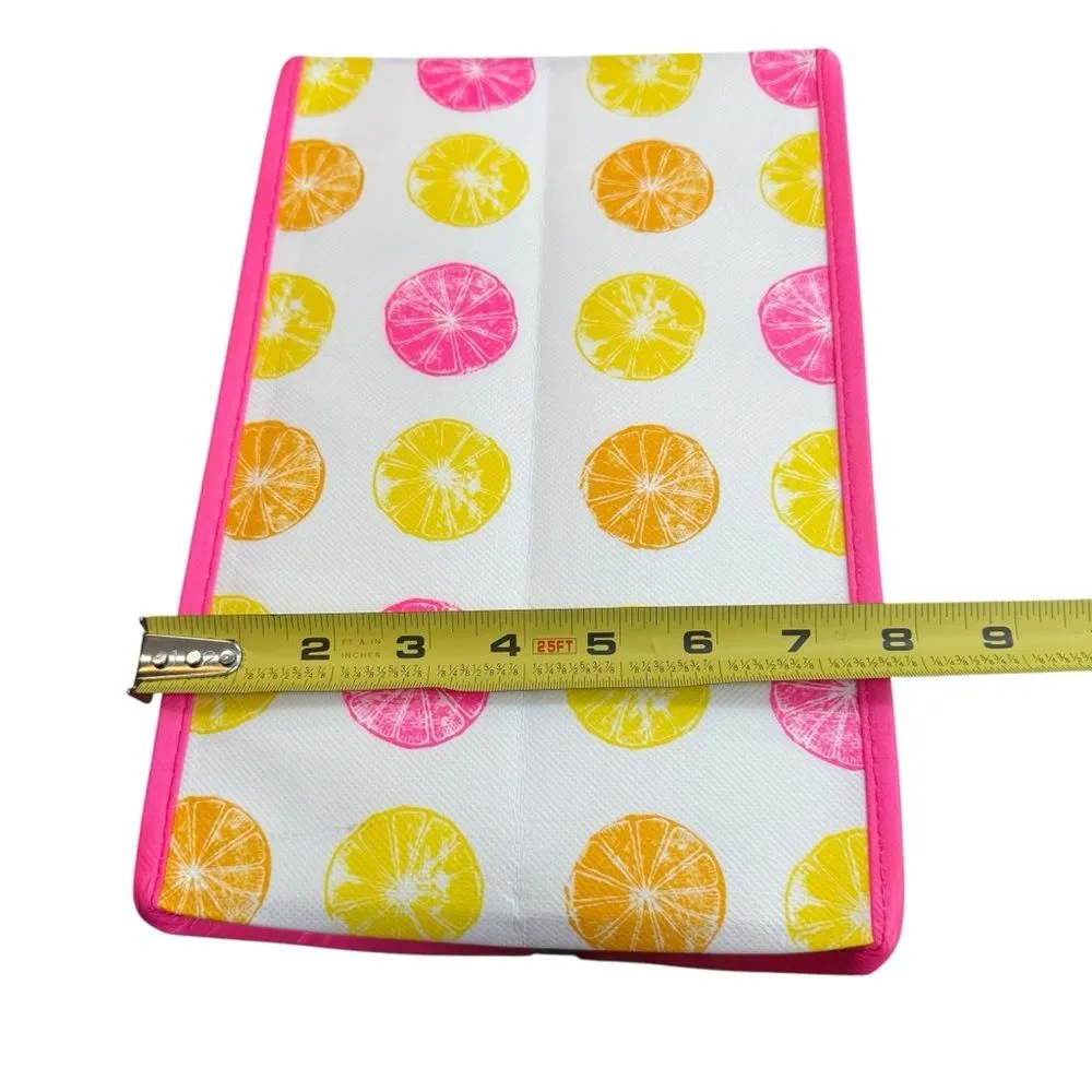 Lilly Pulitzer‎ Citrus Print Tote Pink Yellow Green Reusable Shopping Market Bag - Image 9