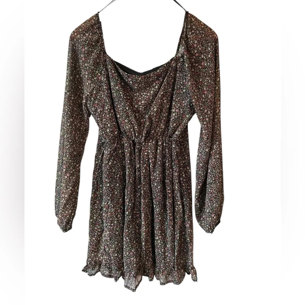 Sadie & Sage Floral Off The Shoulder Mini Dress Black Size L - Image 3