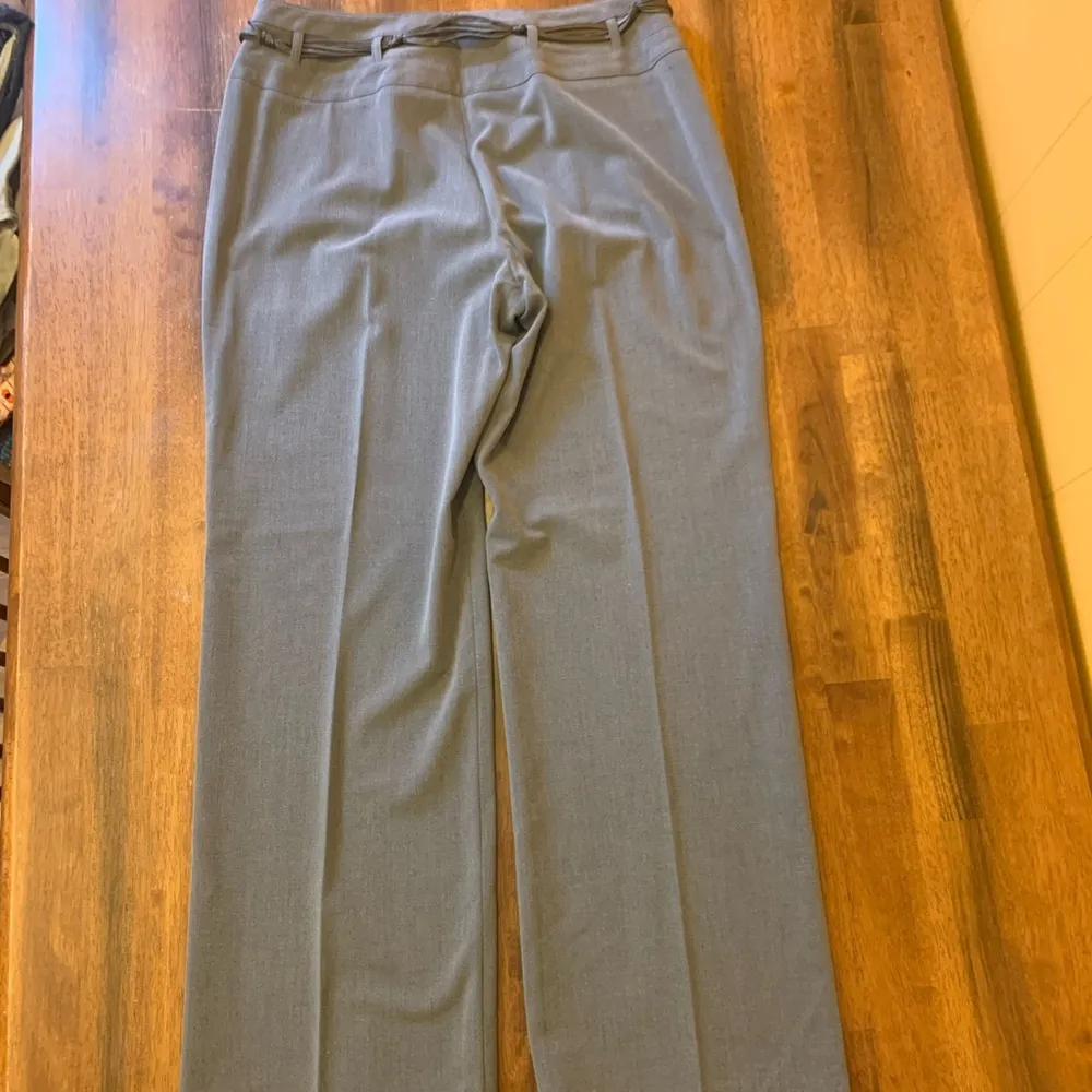 Tailor B.Moss pants 12 Petite Gray Satin Tie Belt Straight leg slacks t… Size 12P - Image 5
