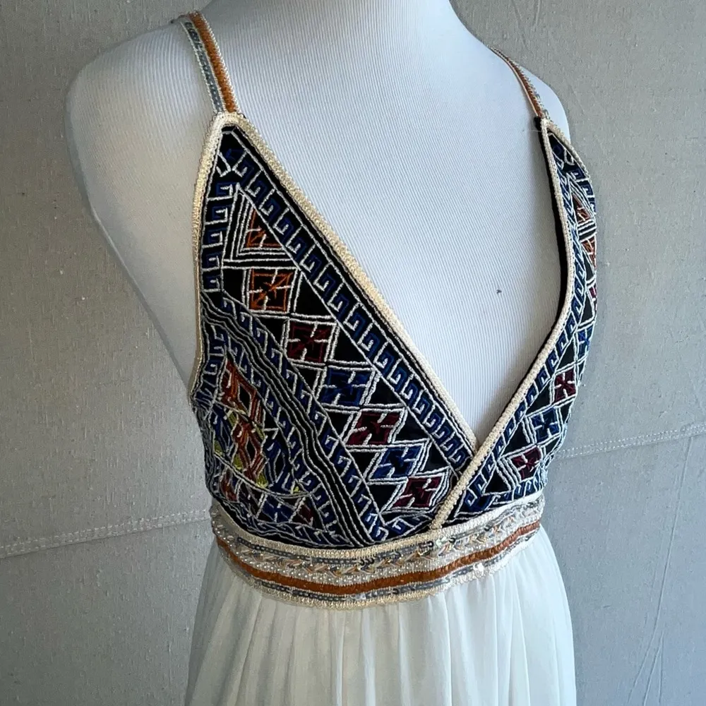 L'ATISTE NWT S Sleeveless Strap
V-neck Boho Embroidered Summer Dress Womens - Image 6