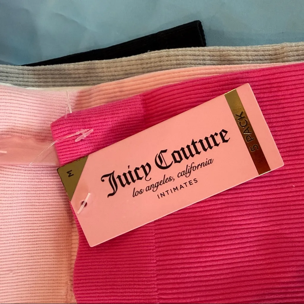 NWT Juicy Couture Women’s Multicolor Pink and Neutral Ribbed Shorts Set of 5 - Image 7