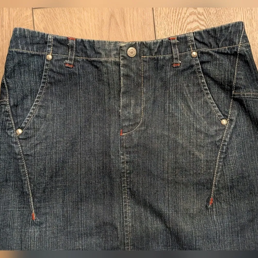 Marithe Francois Girbaud Skirt Womens 26 Dark Denim Maxi Ruffle Vintage Y2K 2000 Blue - Image 3