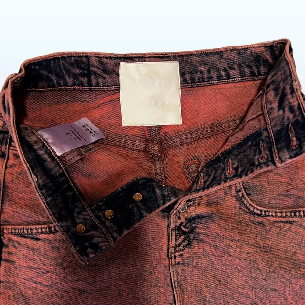 MOTHER Superior Swooner Distressed Hem A-Line Denim Acid Wash Skirt, Women’s 24 - Image 6