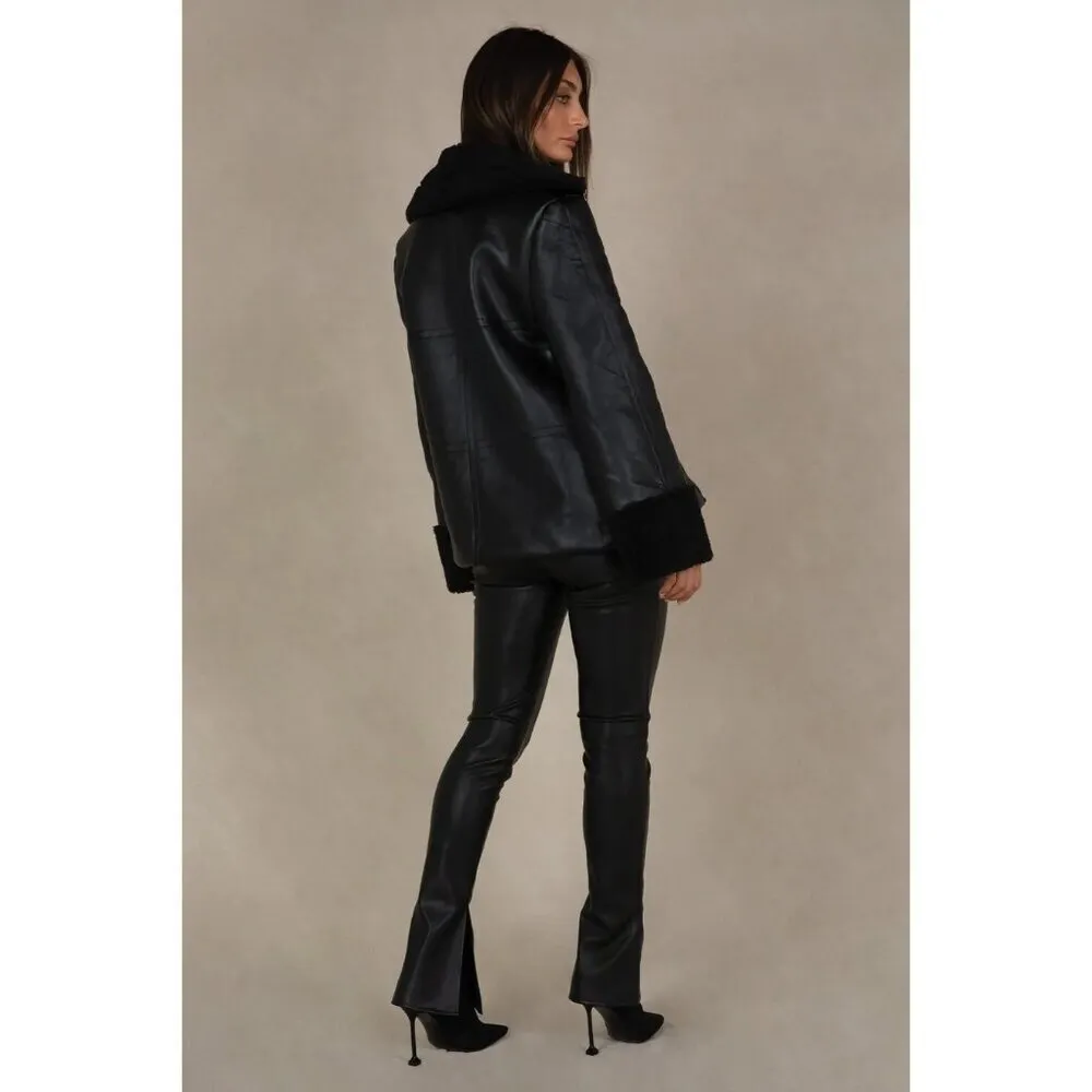 MISHA Aubrey Faux Leather Pants in Black 2 New Womens Vegan Trousers - Image 11