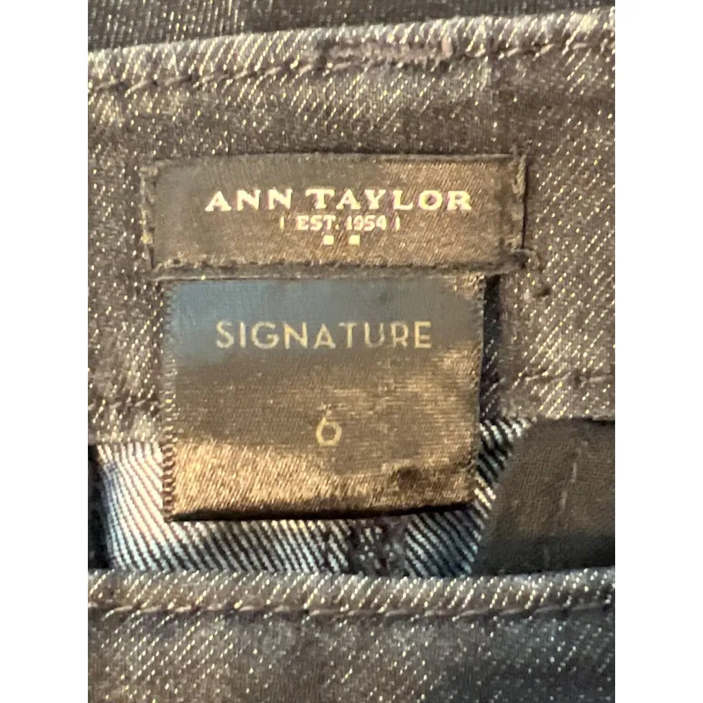 Ann Taylor Signature Black Denim Jeans Wide Leg Trousers Pants Distressing Sz 6 - Image 5