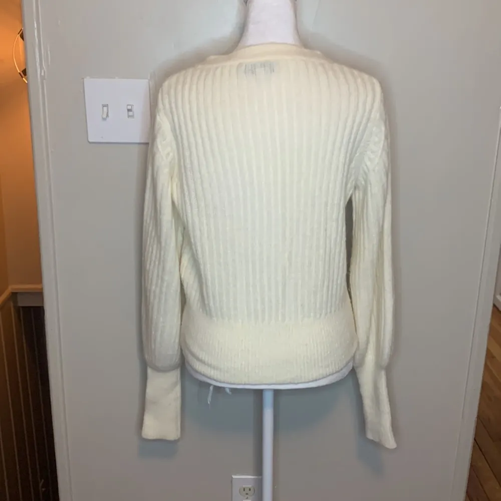 INTERMIX Ella Jewel Cardigan Wool Ivory 
Sweater Size Small - Image 8