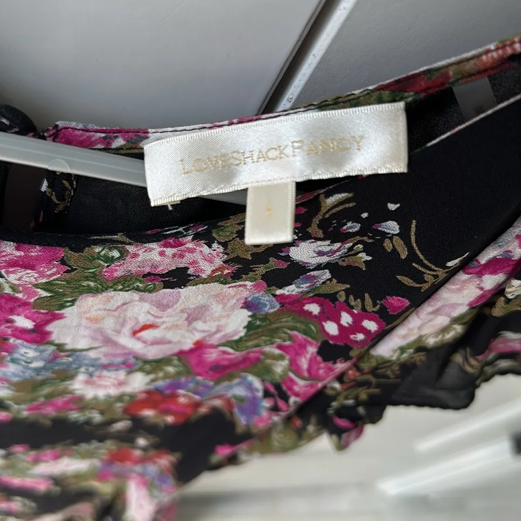 LoveshackFancy Garner in black floral midnight muse dress size 4 - Image 6