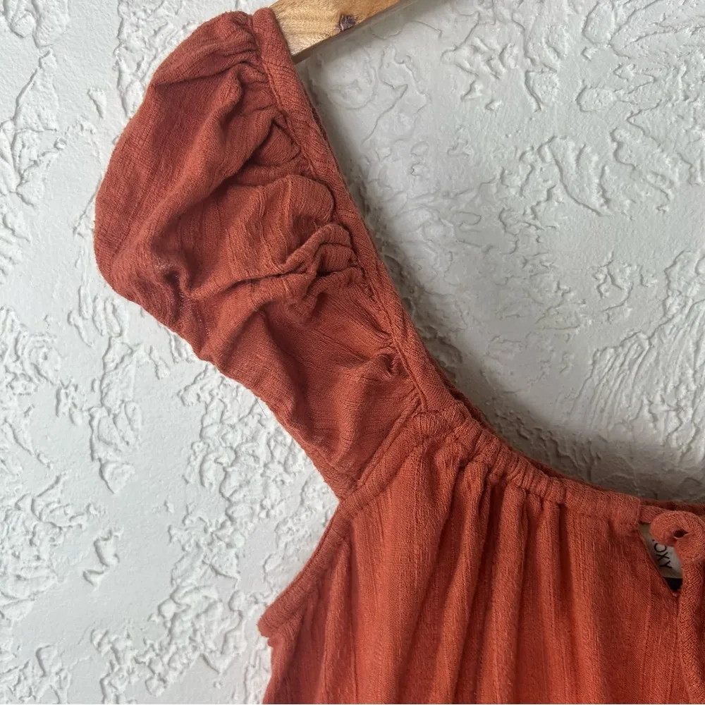 Roxy | Rust Knit Babydoll BOHO Y2K Ruffled Top Size L - Image 8