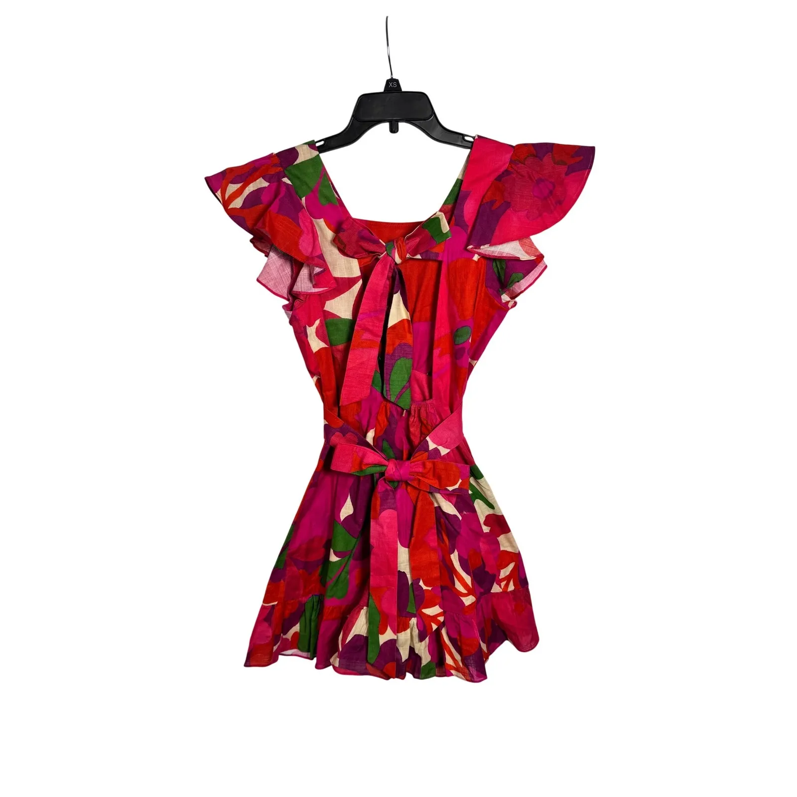 MISA LOS ANGELES Floral Ruffle Sleeve Square Neck Tie Back Mini Dress M - Image 9