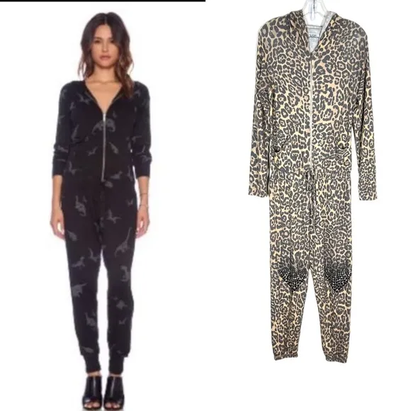Lauren Moshi Luna Hoodie Animal Print Jumpsuit Sz S - Image 2