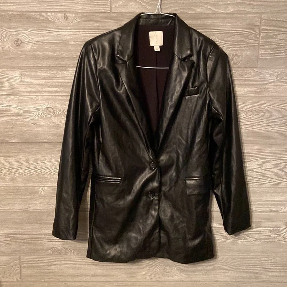 Joie black vegan leather blazer size small‎ - Image 4