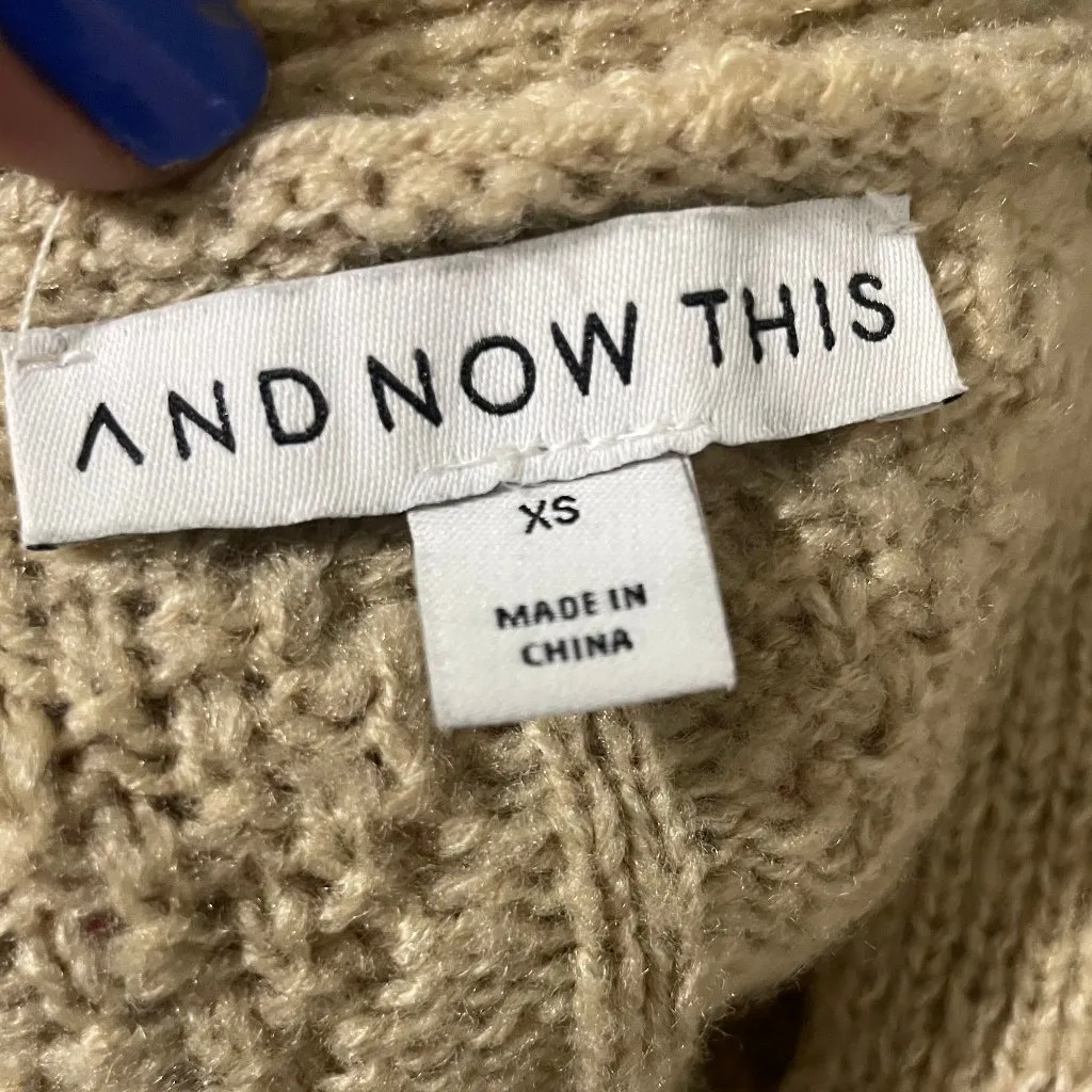 And Now This Women's Tan Silver Embellished Long Sleeve Sweater Cardigan XS - Image 10