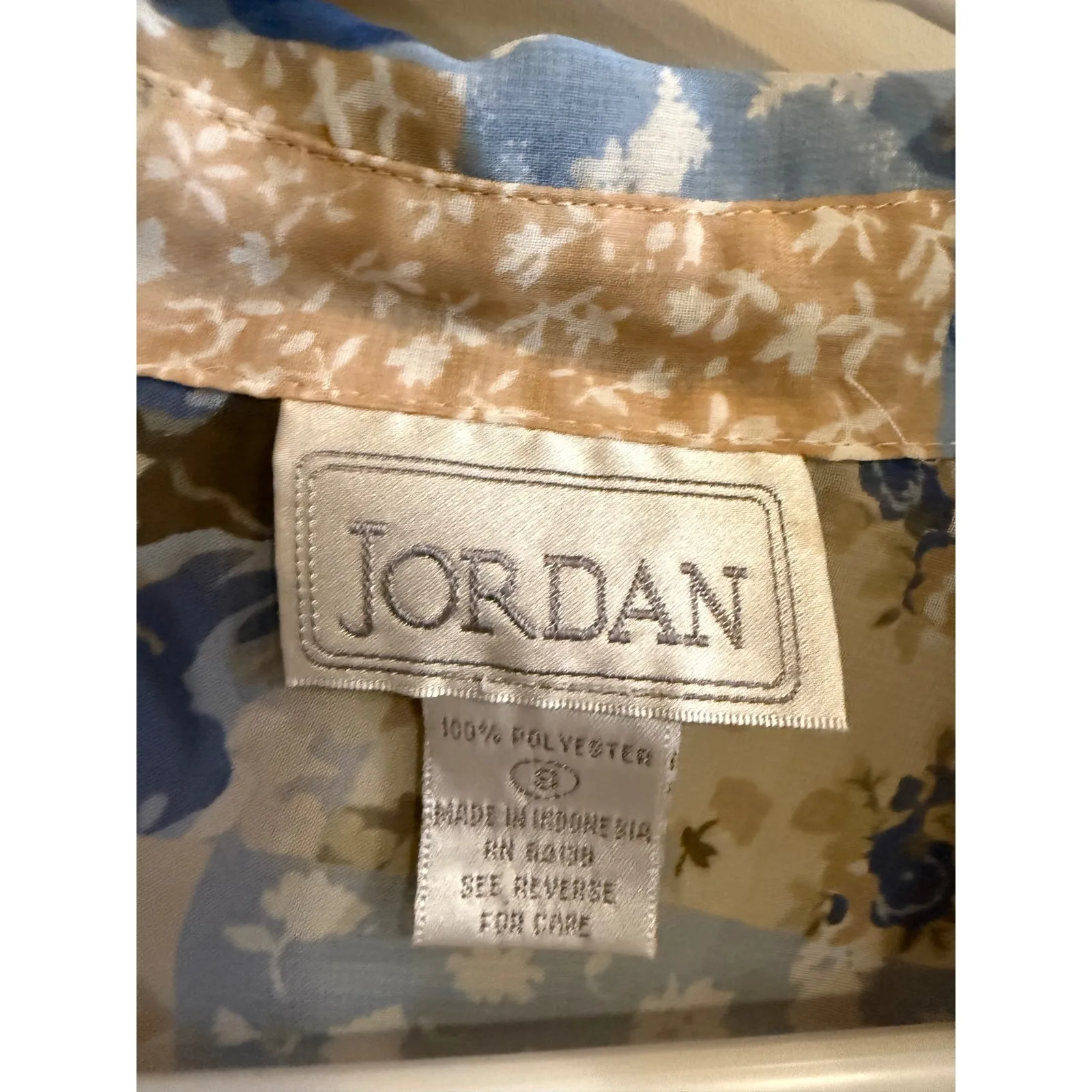 Jordan Patchwork Floral Print Sheer Long Sleeve Button Up Shirt Women's - Image 2