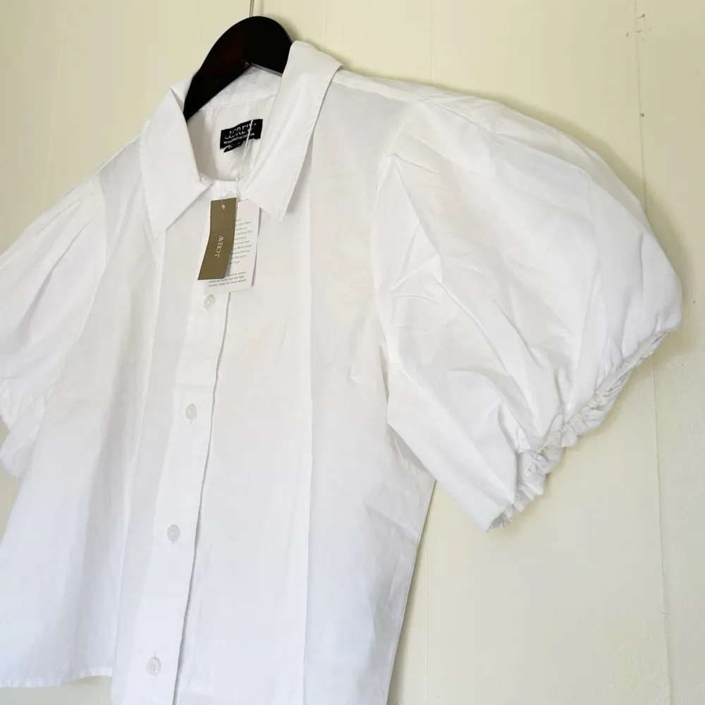 NWT J. CREW Gamine Puff-Sleeve Shirt in Cotton Poplin White 10 - Image 5