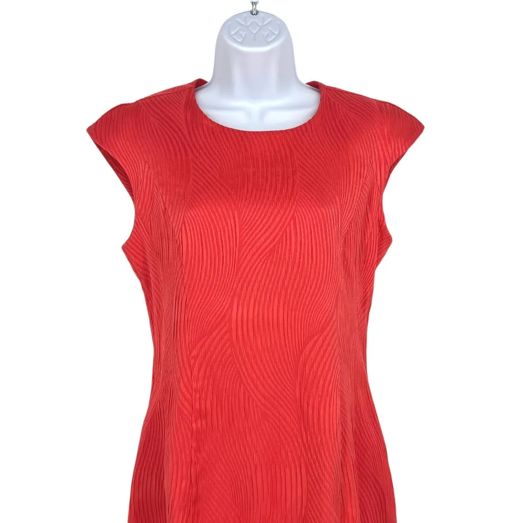 Natori Vintage Textured Cap Sleeve Salmon Pink Sheath Dress Size 4 - Image 2