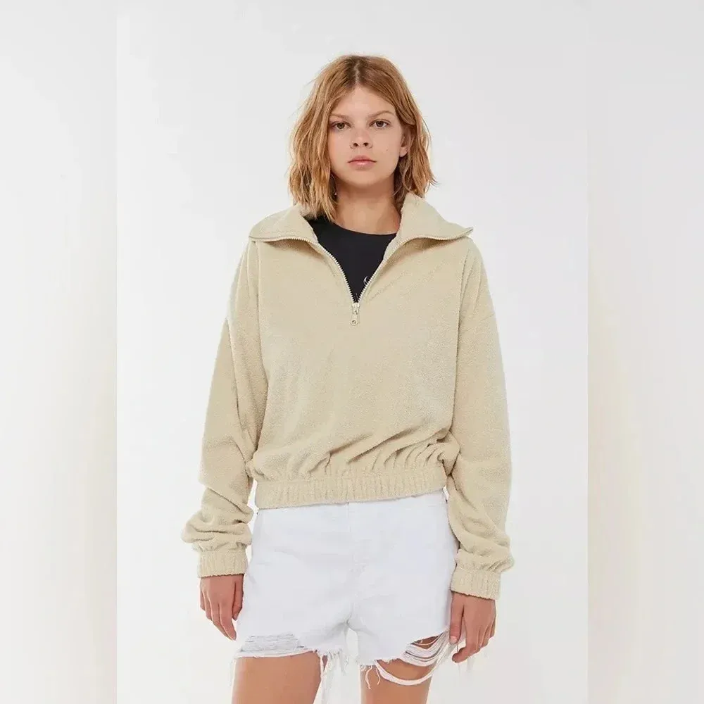 Urban Outfitters UO Track Meet Half-Zip Fleece Popover Sweatshirt Size Small S - Image 3