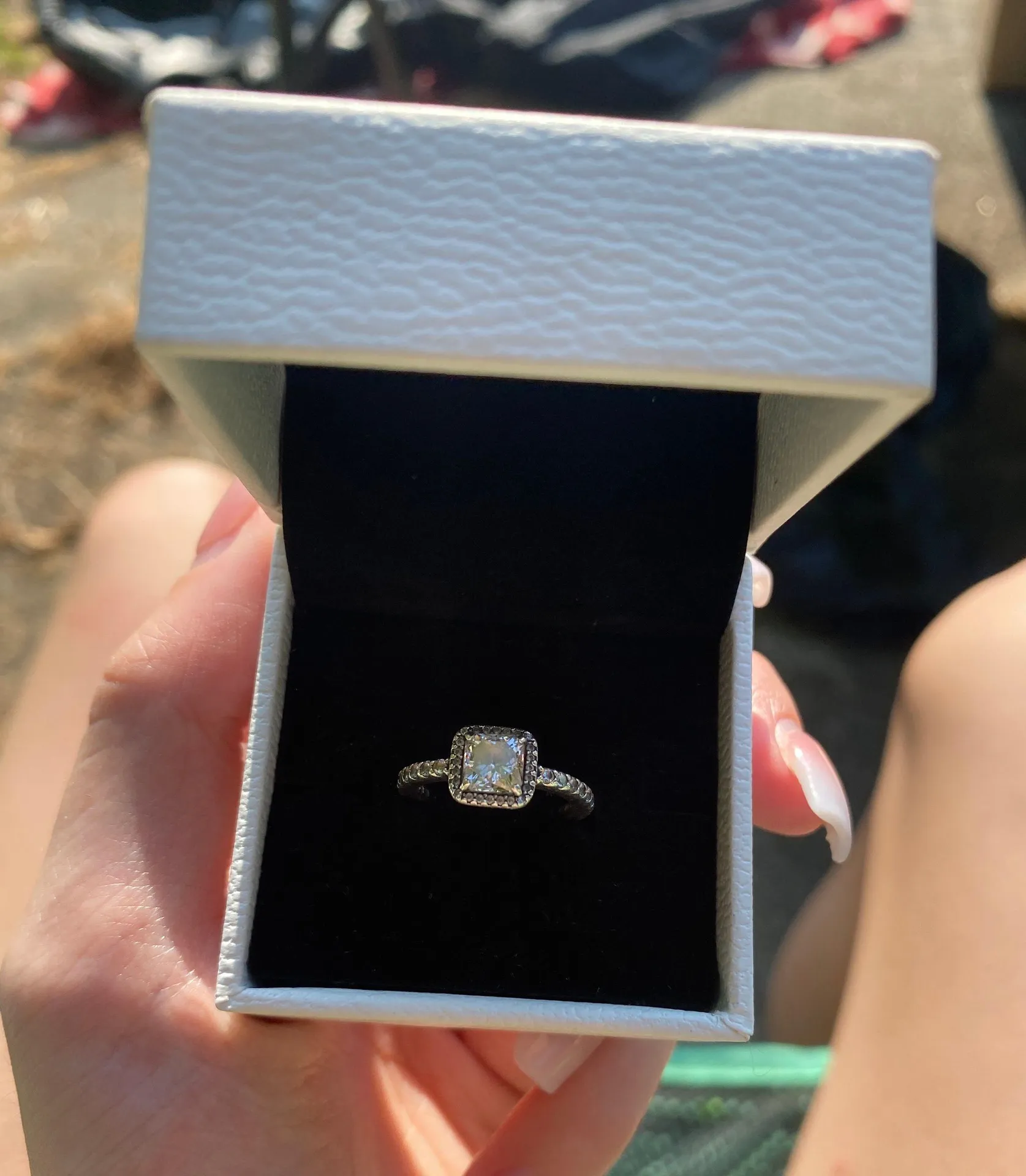 Pandora Square Sparkle Halo Ring - Image 2