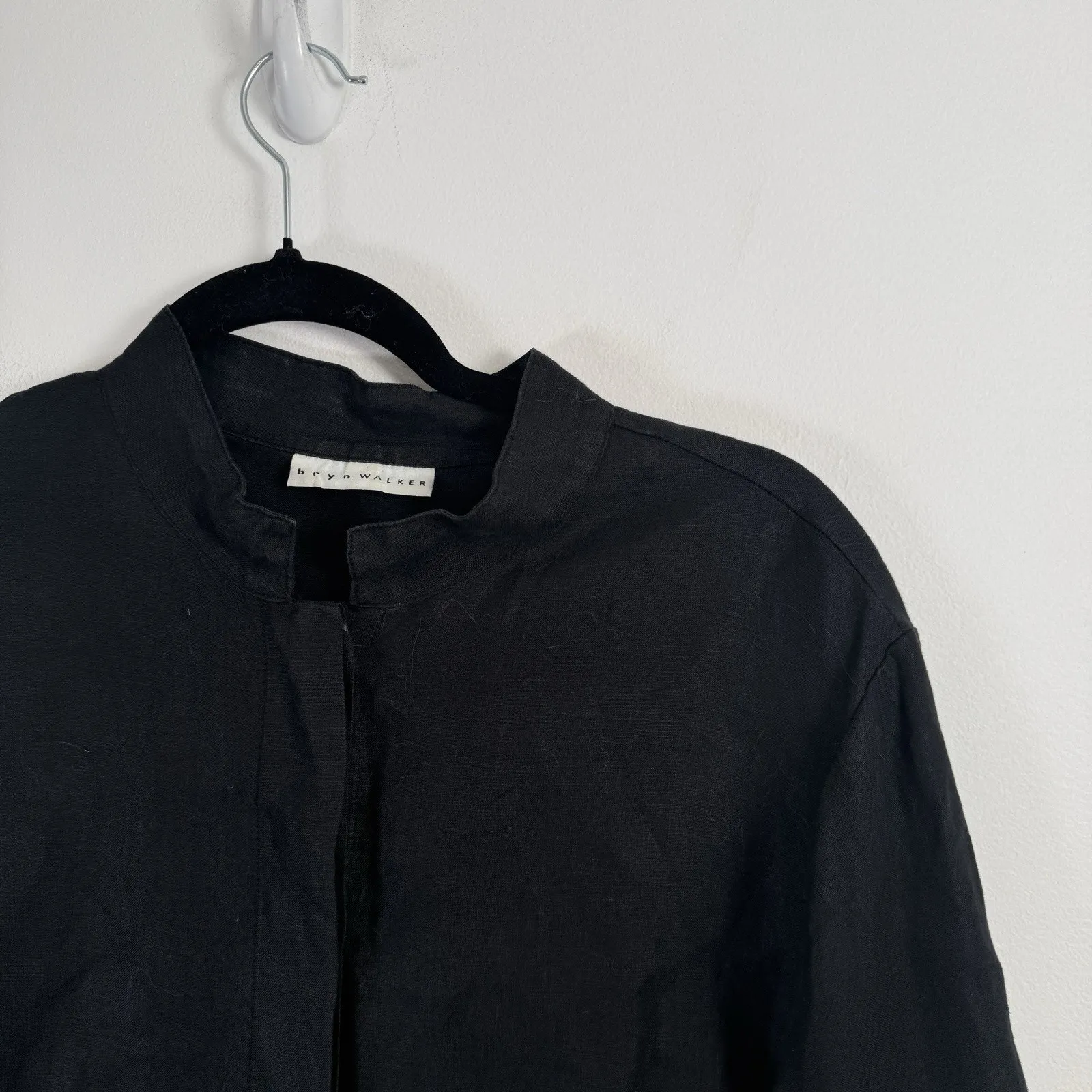 Bryn Walker 100% Linen Black Button Front Shirt Lagenlook Womens Medium - Image 2