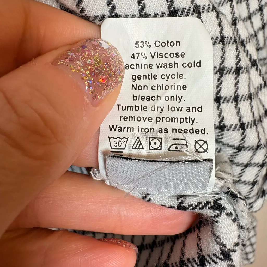 Madewell Black White Gingham Bell Sleeve Button Front Top Boho Casual Small - Image 6