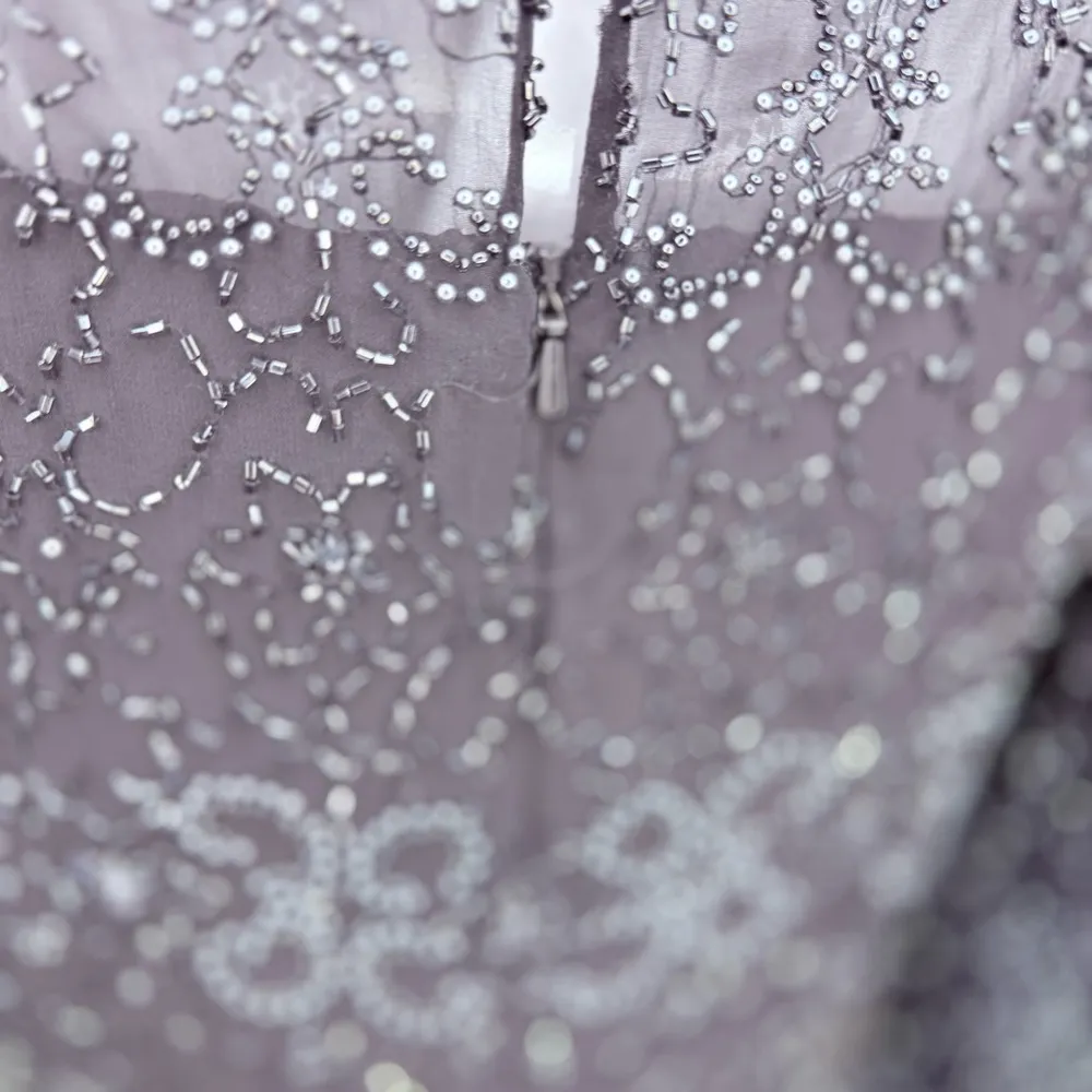 Vintage Ted lapidus long sleeve beaded sequin maxi dress silk 16 evening gown Black - Image 6