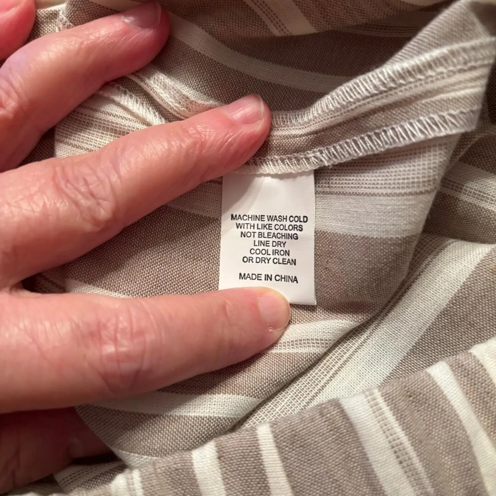 Peace of Cloth 56% Linen Beige stripe Wide Leg Pants Women's Size L NWT Tan Size L - Image 4