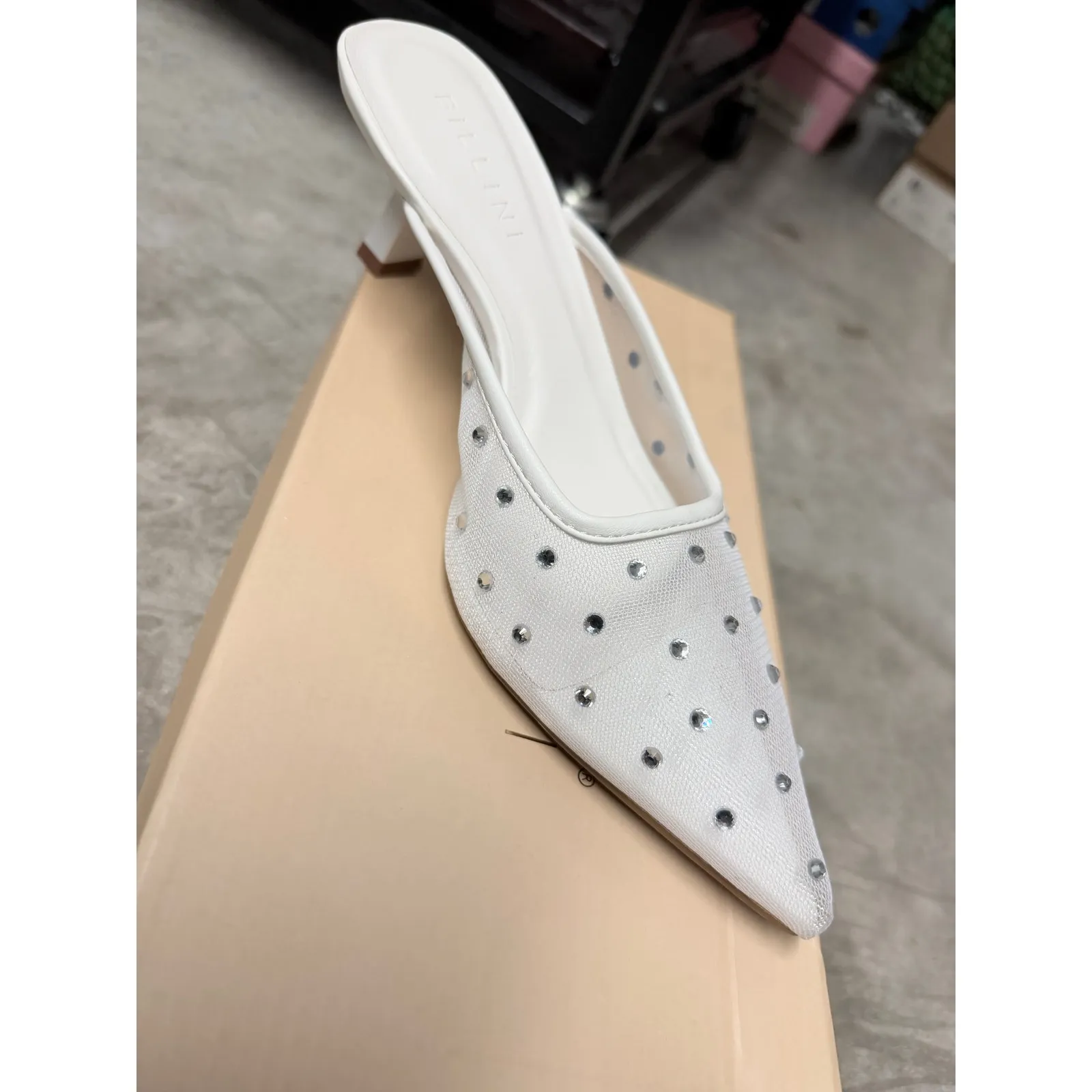 Billion Antonia White Mesh Rhinestone Pointed - Image 5