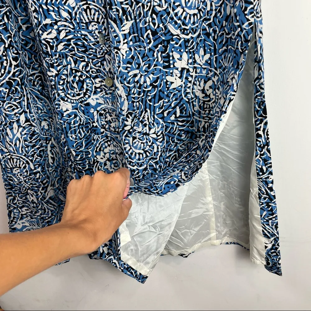 Vtg Maggy London 100% Silk Maxi Dress Button Front Sleeveless Sz 4 - Image 7